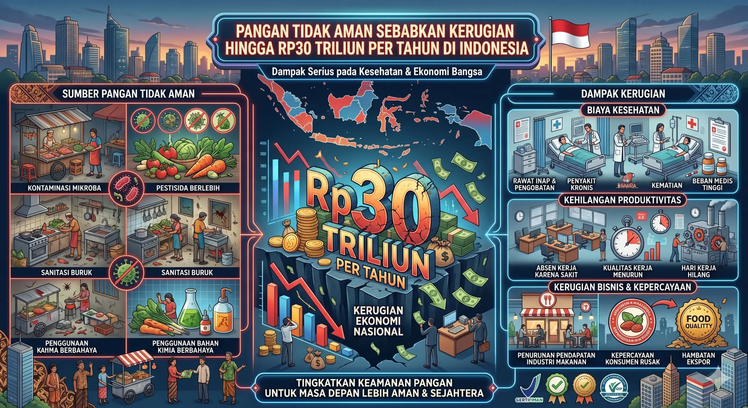 Pangan Tidak Aman Sebabkan Kerugian hingga Rp30 Triliun per Tahun di Indonesia