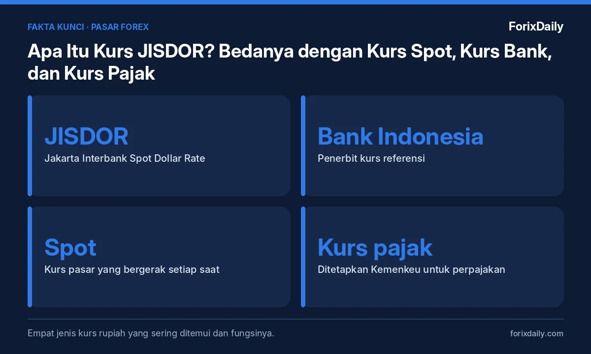 Fakta kunci: Apa Itu Kurs JISDOR? Bedanya dengan Kurs Spot, Kurs Bank, dan Kurs Pajak