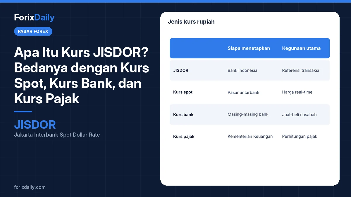 Apa Itu Kurs JISDOR? Bedanya dengan Kurs Spot, Kurs Bank, dan Kurs Pajak