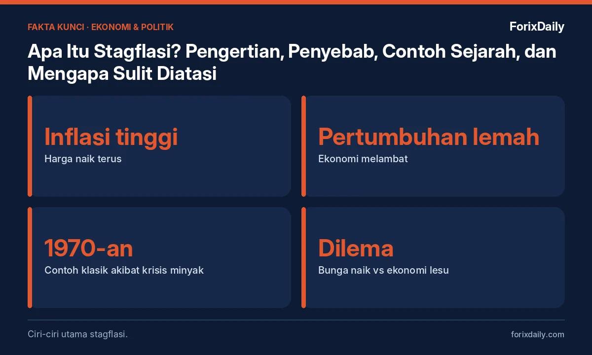 Fakta kunci: Apa Itu Stagflasi? Pengertian, Penyebab, Contoh Sejarah, dan Mengapa Sulit Diatasi