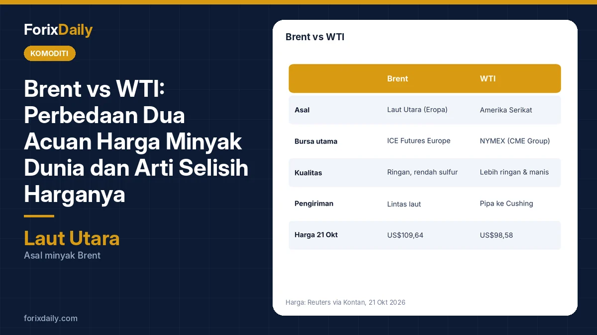 Brent vs WTI: Perbedaan Dua Acuan Harga Minyak Dunia dan Arti Selisih Harganya