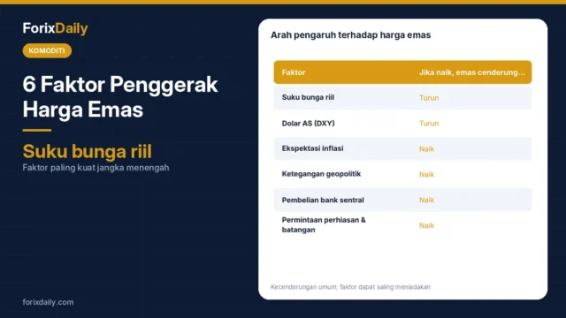 6 Faktor Penggerak Harga Emas: Suku Bunga Riil, Dolar AS, hingga Pembelian Bank Sentral