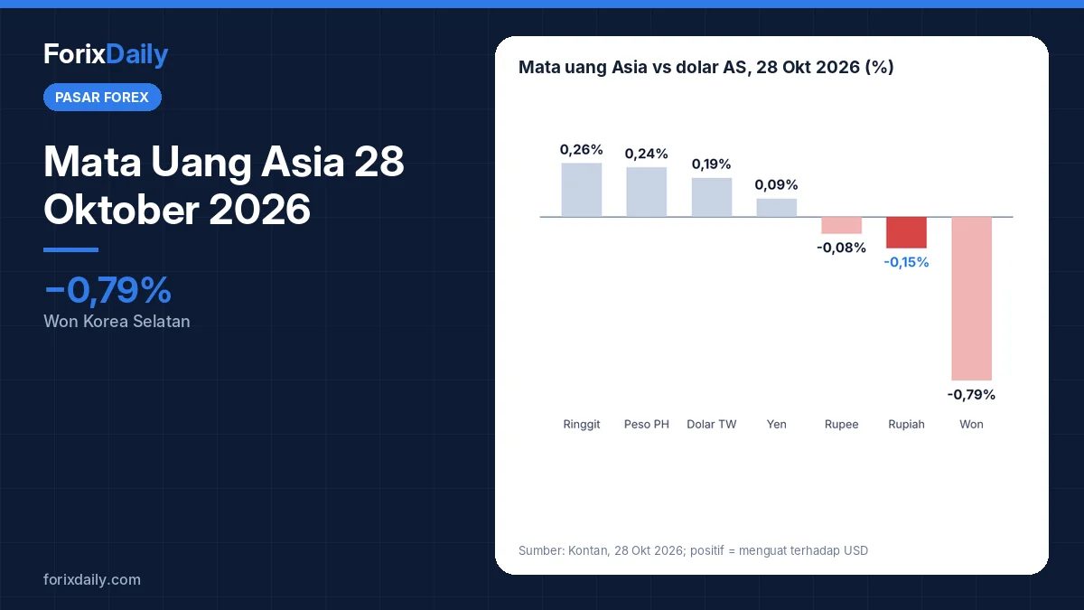 Mata Uang Asia 28 Oktober 2026: Won Melemah 0,79%, Ringgit Menguat, Rupiah Catat Penutupan Terlemah