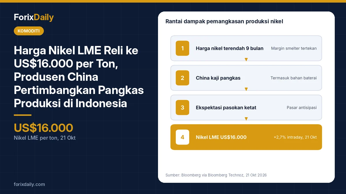 Harga Nikel LME Reli ke US$16.000 per Ton, Produsen China Pertimbangkan Pangkas Produksi di Indonesia