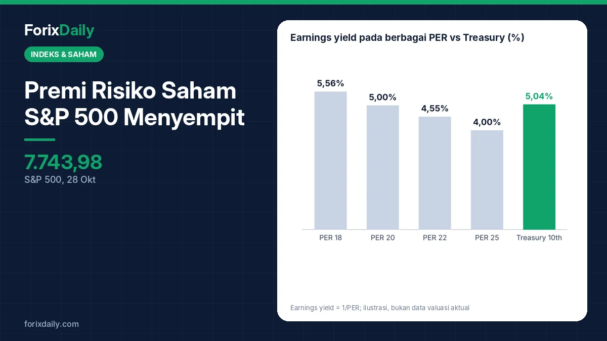 Premi Risiko Saham S&P 500 Menyempit: Earnings Yield vs Yield Treasury 5%, Apa Artinya?
