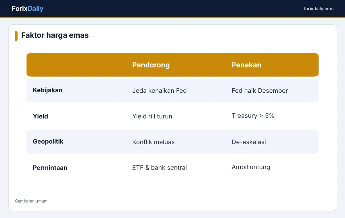 Faktor pendorong dan penekan harga emas
