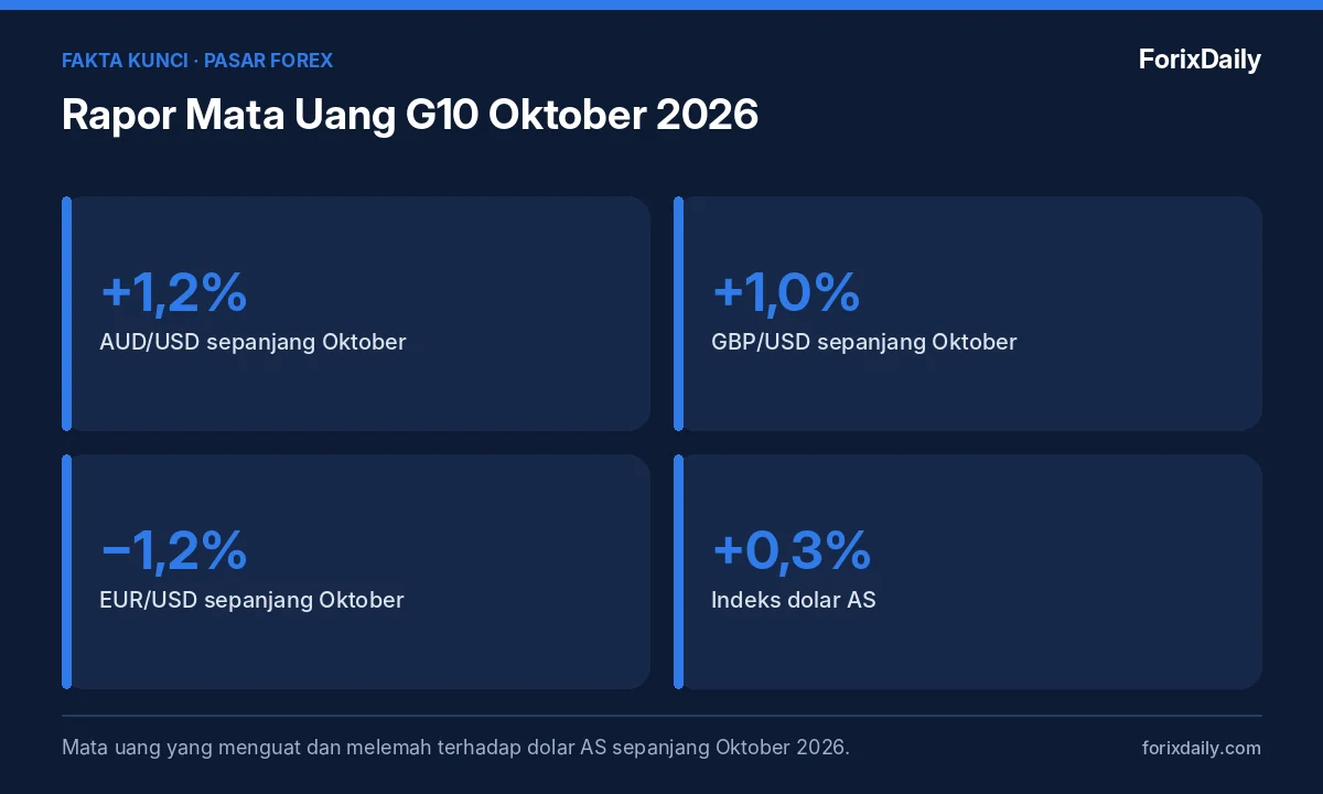 Fakta kunci: Rapor Mata Uang G10 Oktober 2026: AUD dan Pound Menguat, Euro Melemah, Yen Datar