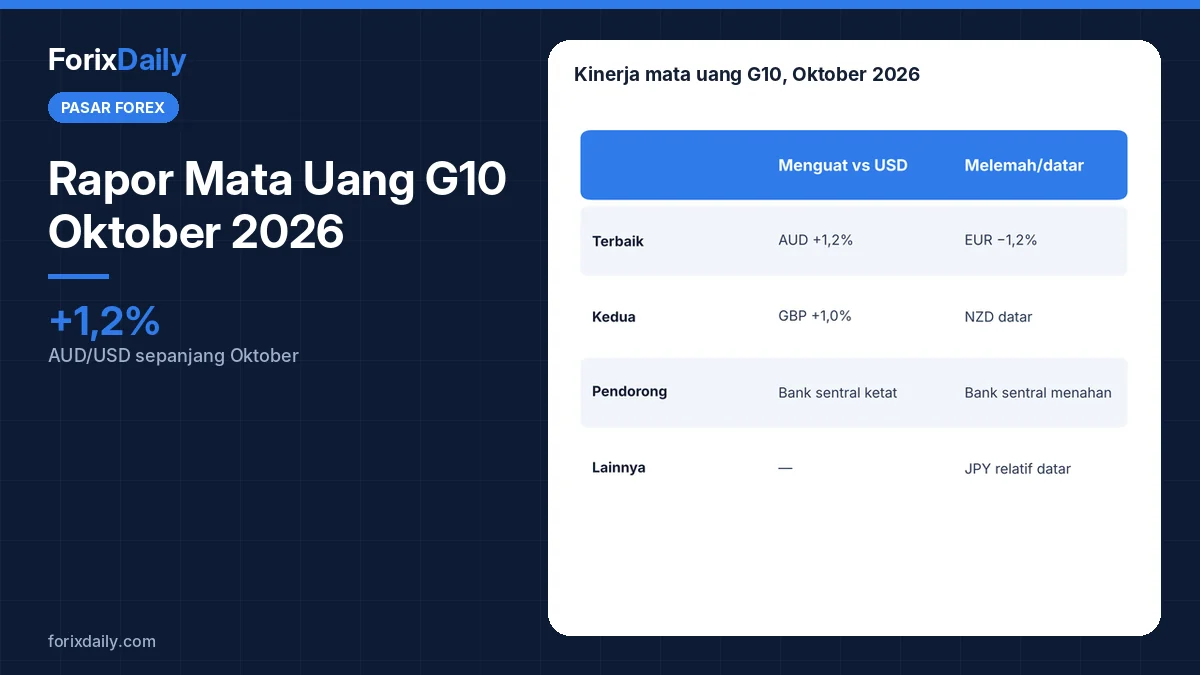 Rapor Mata Uang G10 Oktober 2026: AUD dan Pound Menguat, Euro Melemah, Yen Datar