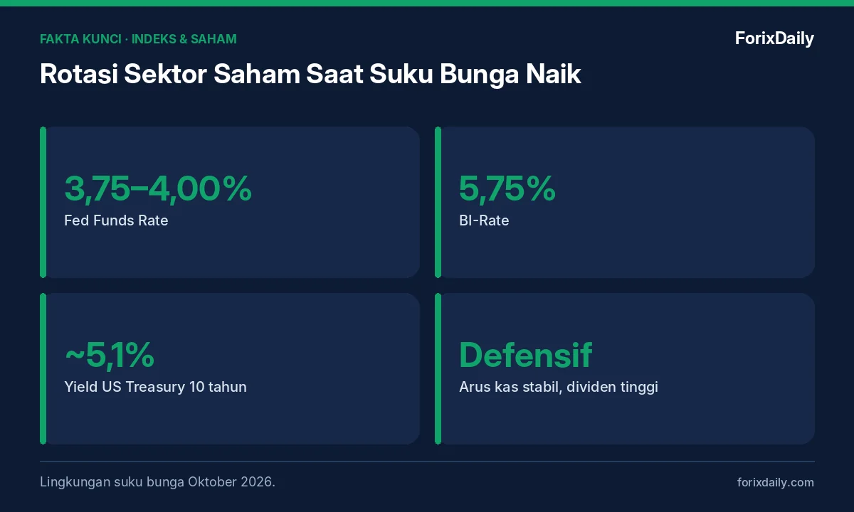 Fakta kunci: Rotasi Sektor Saham Saat Suku Bunga Naik: Sektor yang Cenderung Tahan dan yang Tertekan