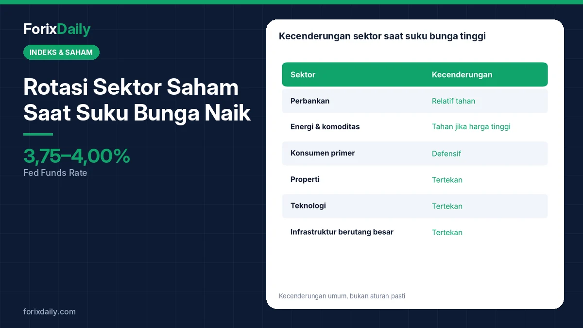 Rotasi Sektor Saham Saat Suku Bunga Naik: Sektor yang Cenderung Tahan dan yang Tertekan