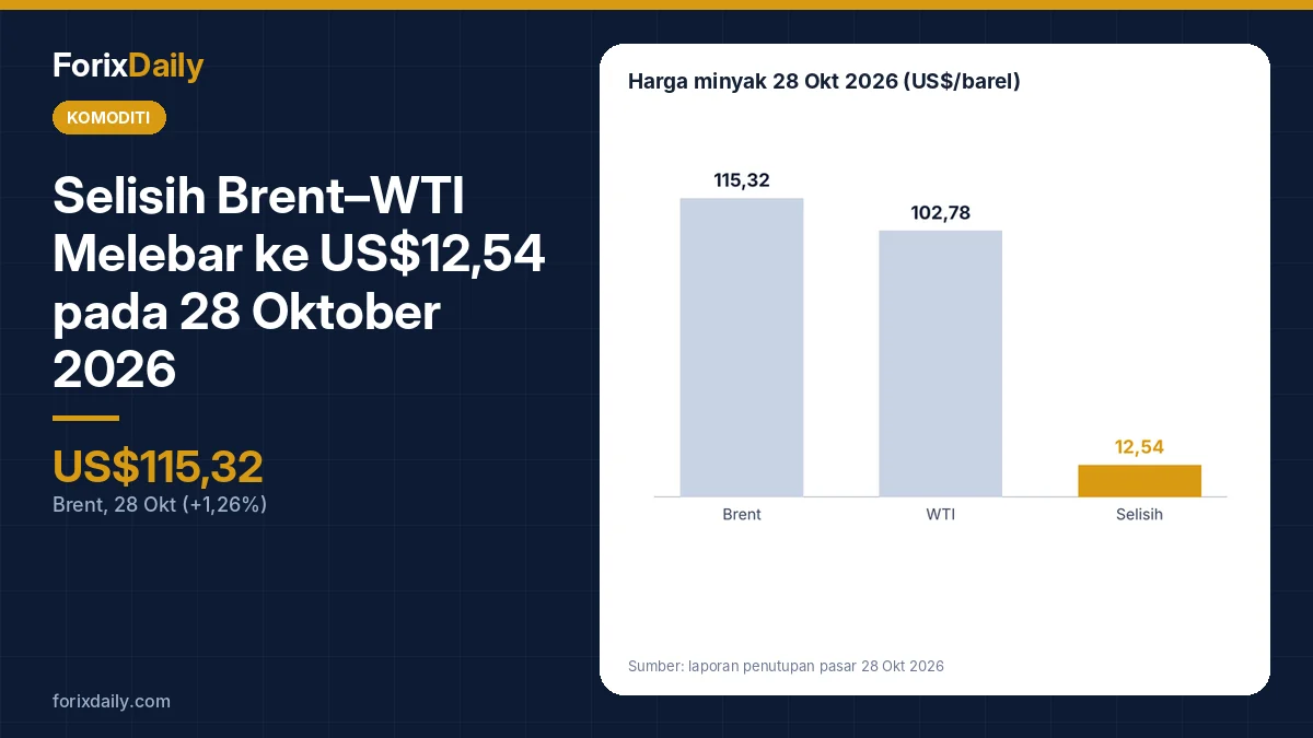 Selisih Brent–WTI Melebar ke US$12,54 pada 28 Oktober 2026: Penyebab dan Dampaknya
