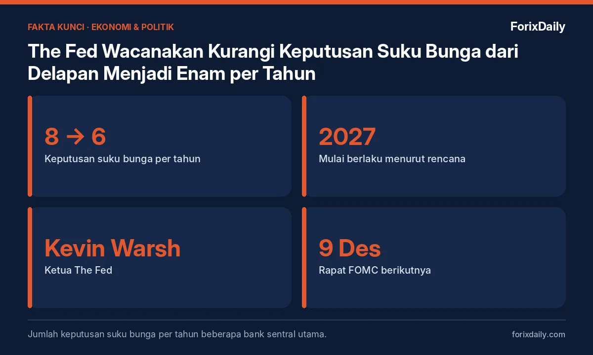 Fakta kunci: The Fed Wacanakan Kurangi Keputusan Suku Bunga dari Delapan Menjadi Enam per Tahun: Apa Dampaknya?