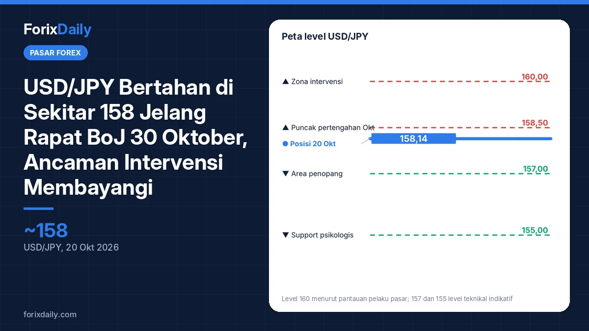 USD/JPY Bertahan di Sekitar 158 Jelang Rapat BoJ 30 Oktober, Ancaman Intervensi Membayangi